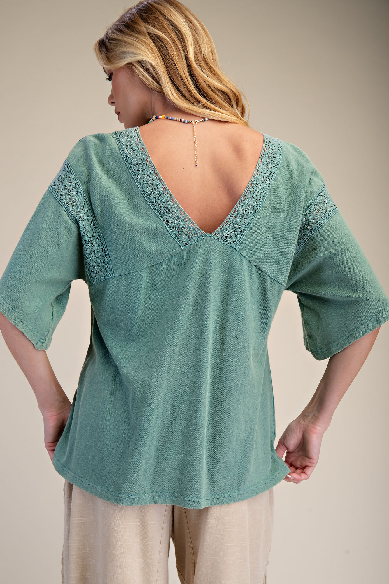 EASEL Juniper Green Cotton Top