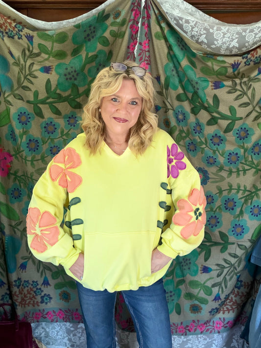 LOVLOV Artisan Bloom Patch Oversized Hoodie