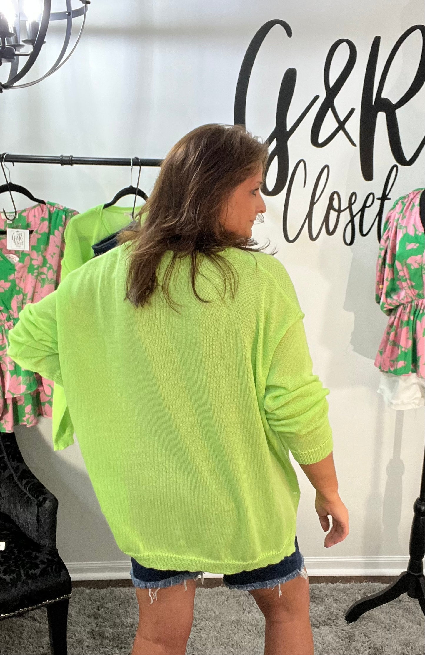 EASEL Neon Lime Knitted Solid Sweater