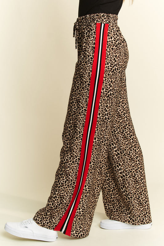 JADE BY JANE Leopard Contrast Trousers w/Red Panel