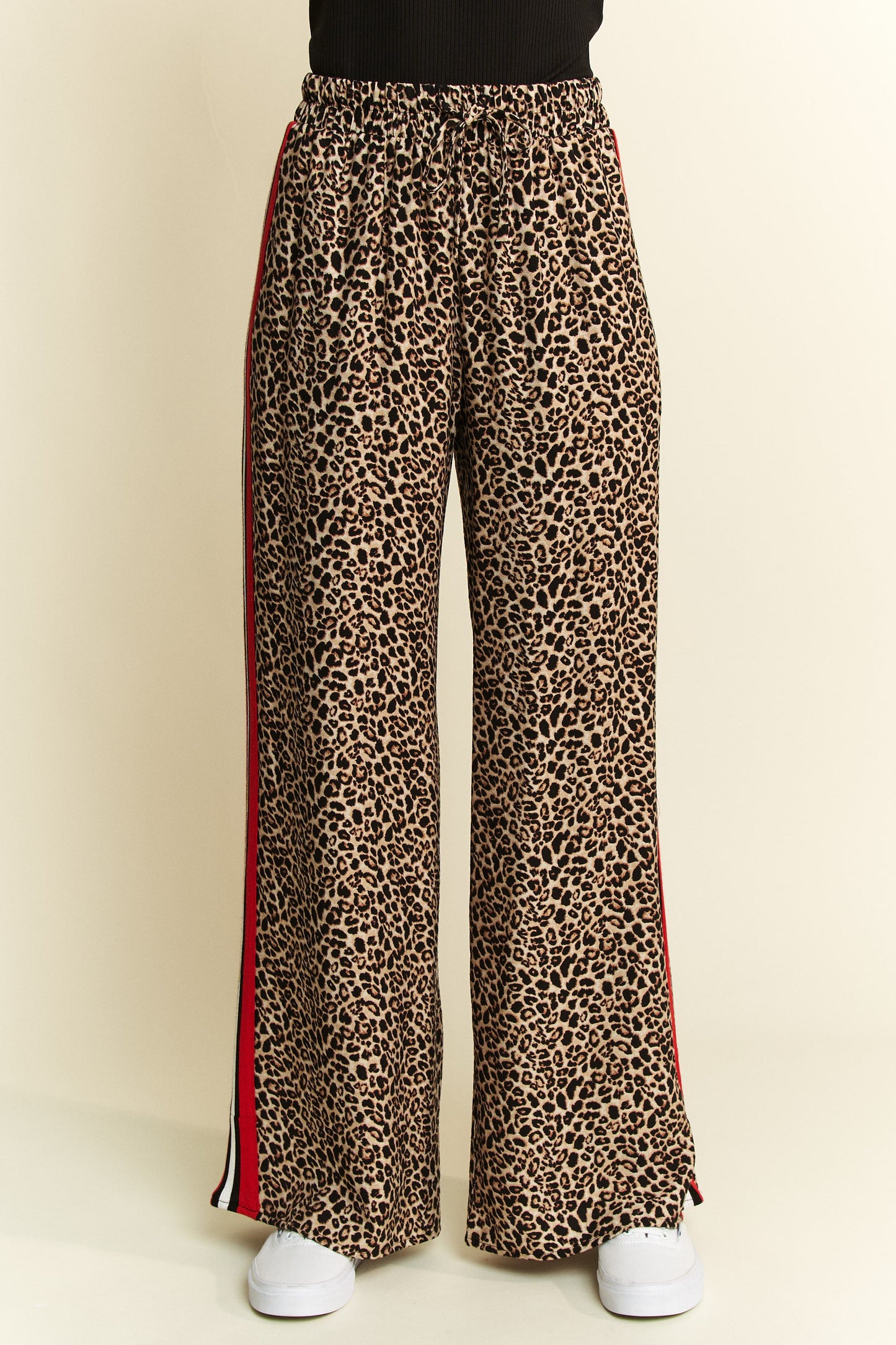 JADE BY JANE Leopard Contrast Trousers w/Red Panel