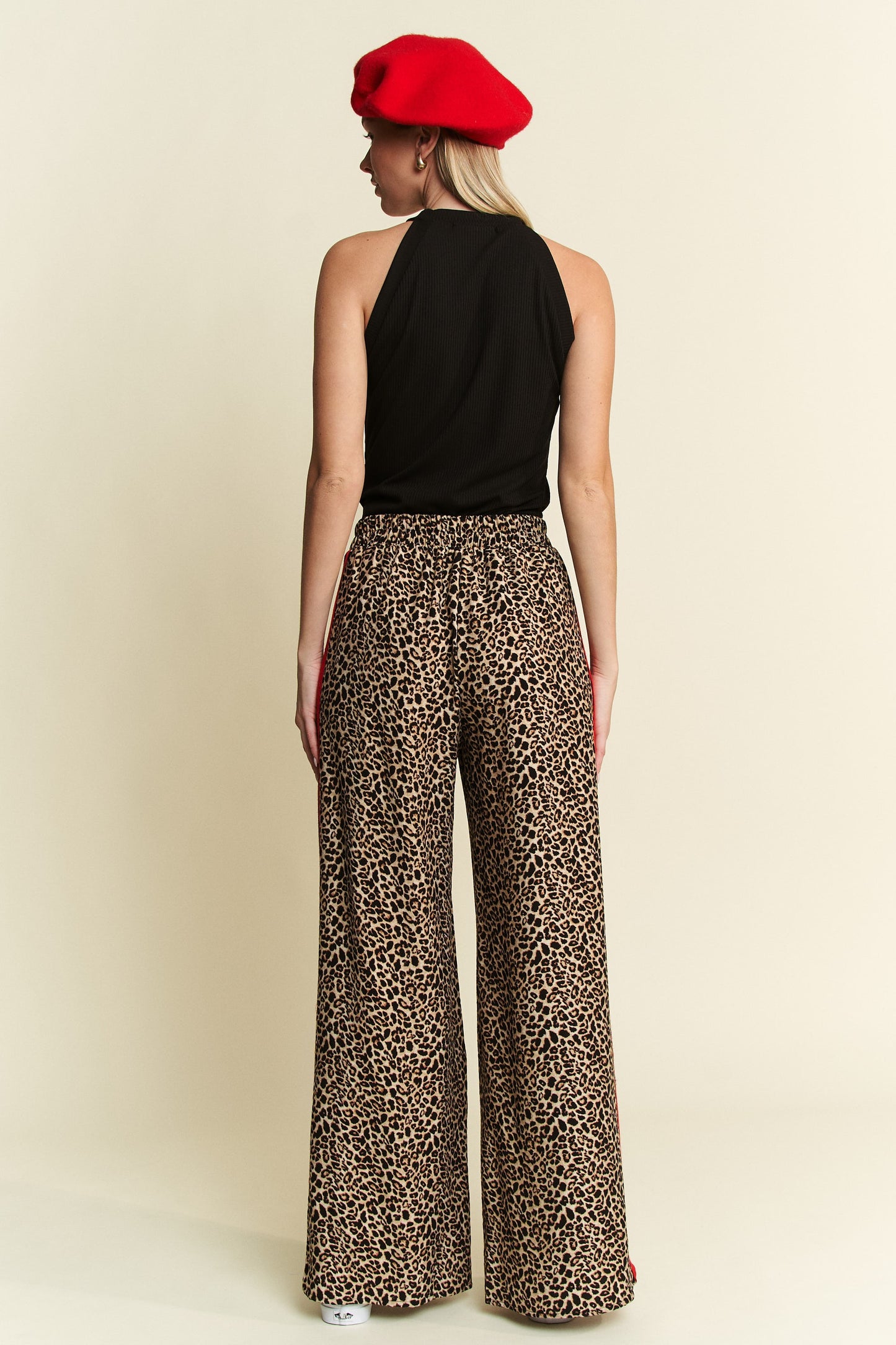 JADE BY JANE Leopard Contrast Trousers w/Red Panel