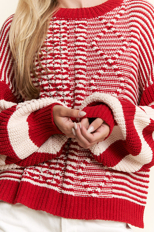 JADE BY JANE Multi Pattern Crochet Sweater