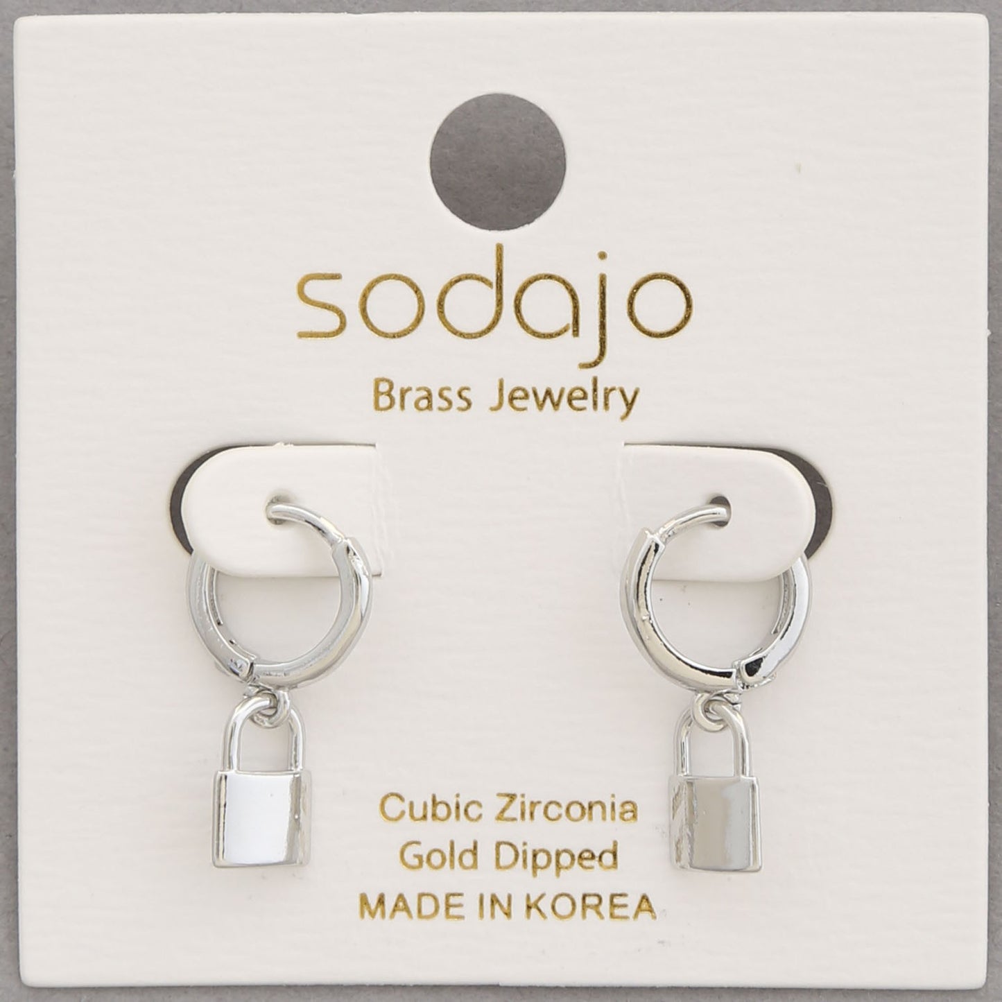 JOBERRY Sodajo Lock Charm Gold Dipped Huggie Earrings