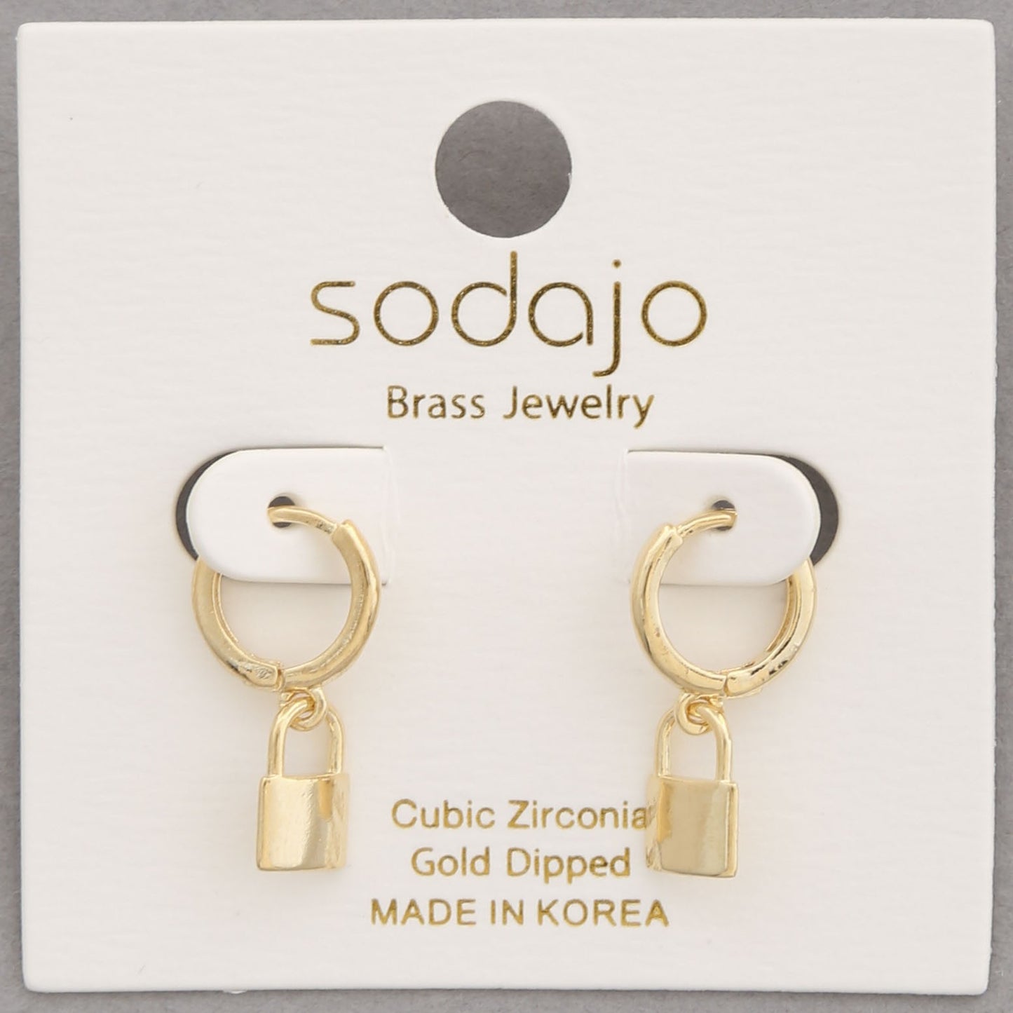 JOBERRY Sodajo Lock Charm Gold Dipped Huggie Earrings