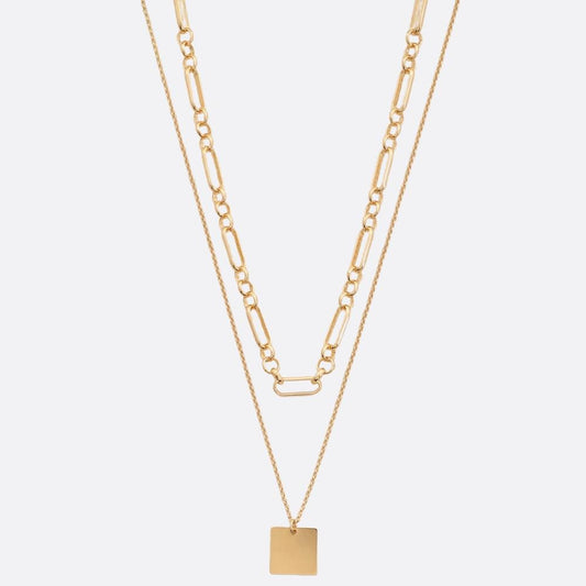 JOBERRY Sodajo Square Pendant Gold Dipped Necklace