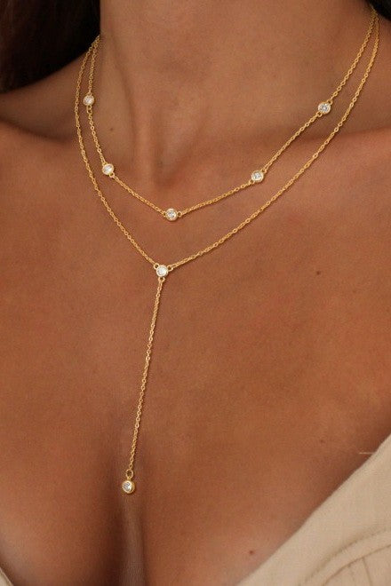 JOSSLYN Stainless Steel 18K Tarnish Free Y Necklace