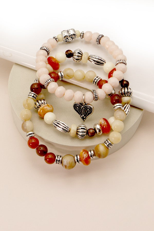 JOSSLYN Natural Beaded Stretch Bracelet Set