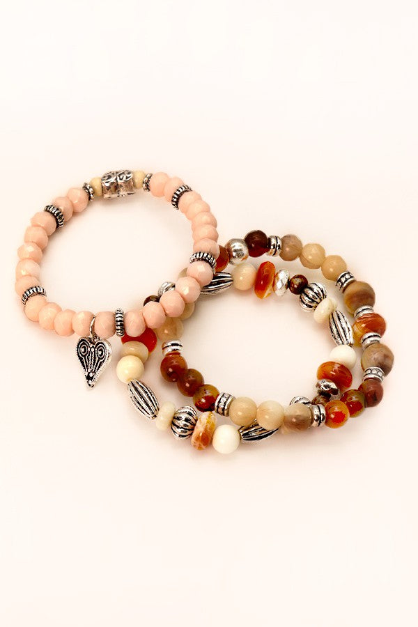 JOSSLYN Natural Beaded Stretch Bracelet Set