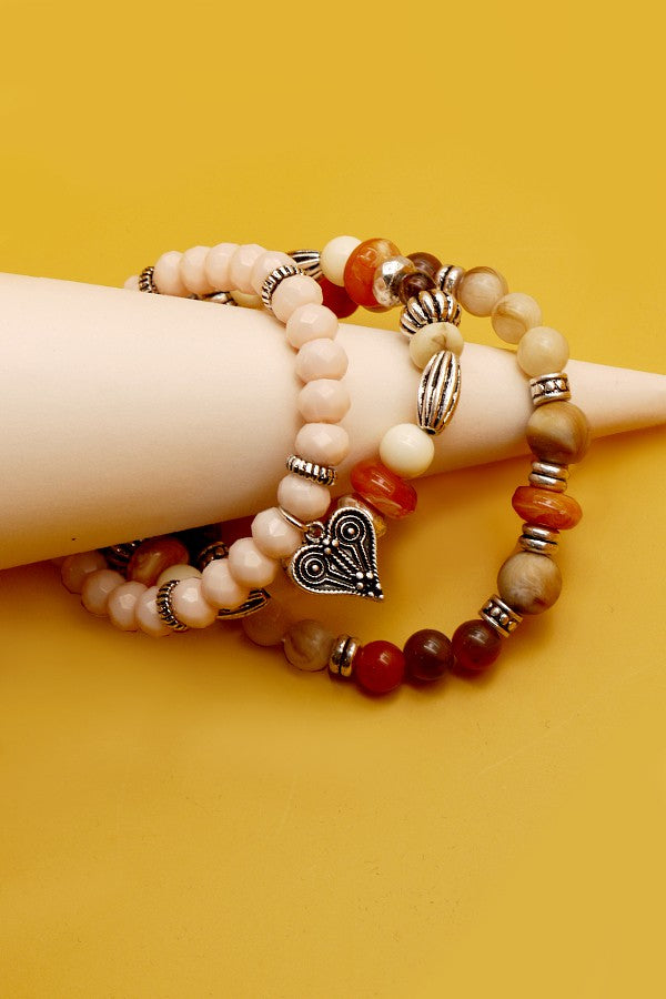 JOSSLYN Natural Beaded Stretch Bracelet Set