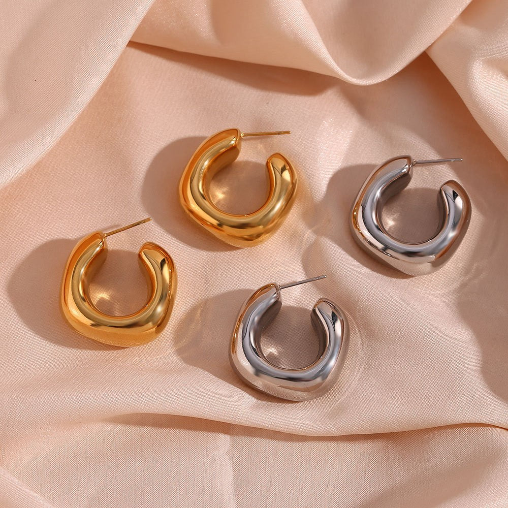 JOSSLYN 18k Stainless Steel Chunky Hoops