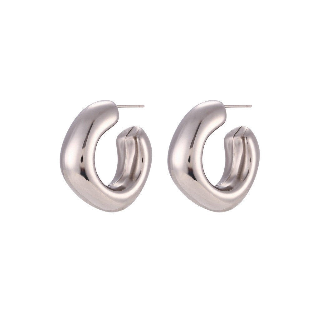 JOSSLYN 18k Stainless Steel Chunky Hoops