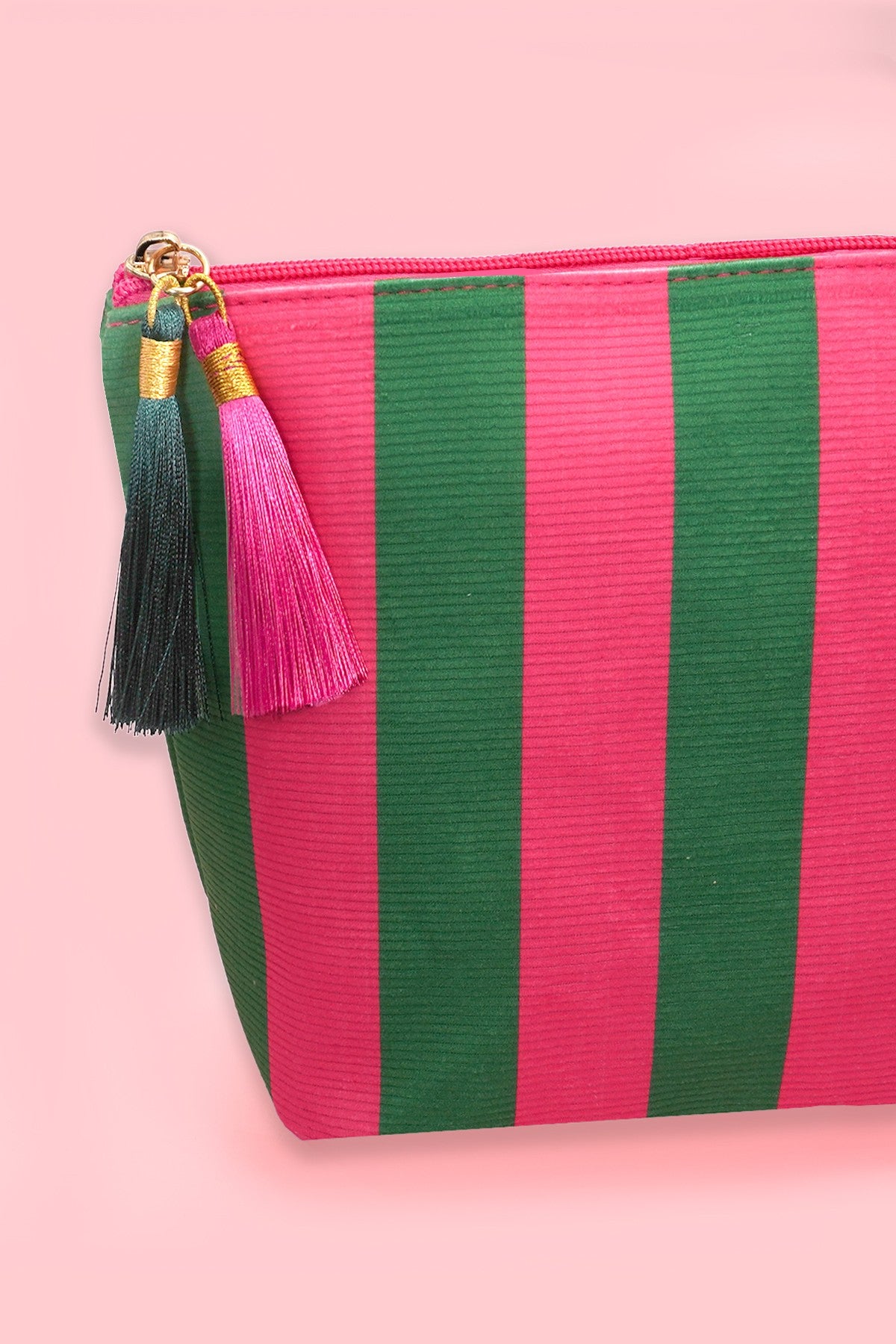 JOSSLYN Striped Tassel Makeup Pouch