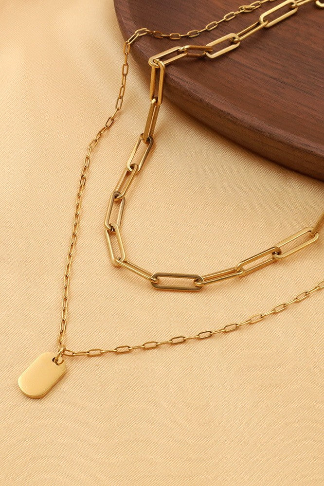 JOSSLYN 18k Stainless Steel Charm Layered Necklace