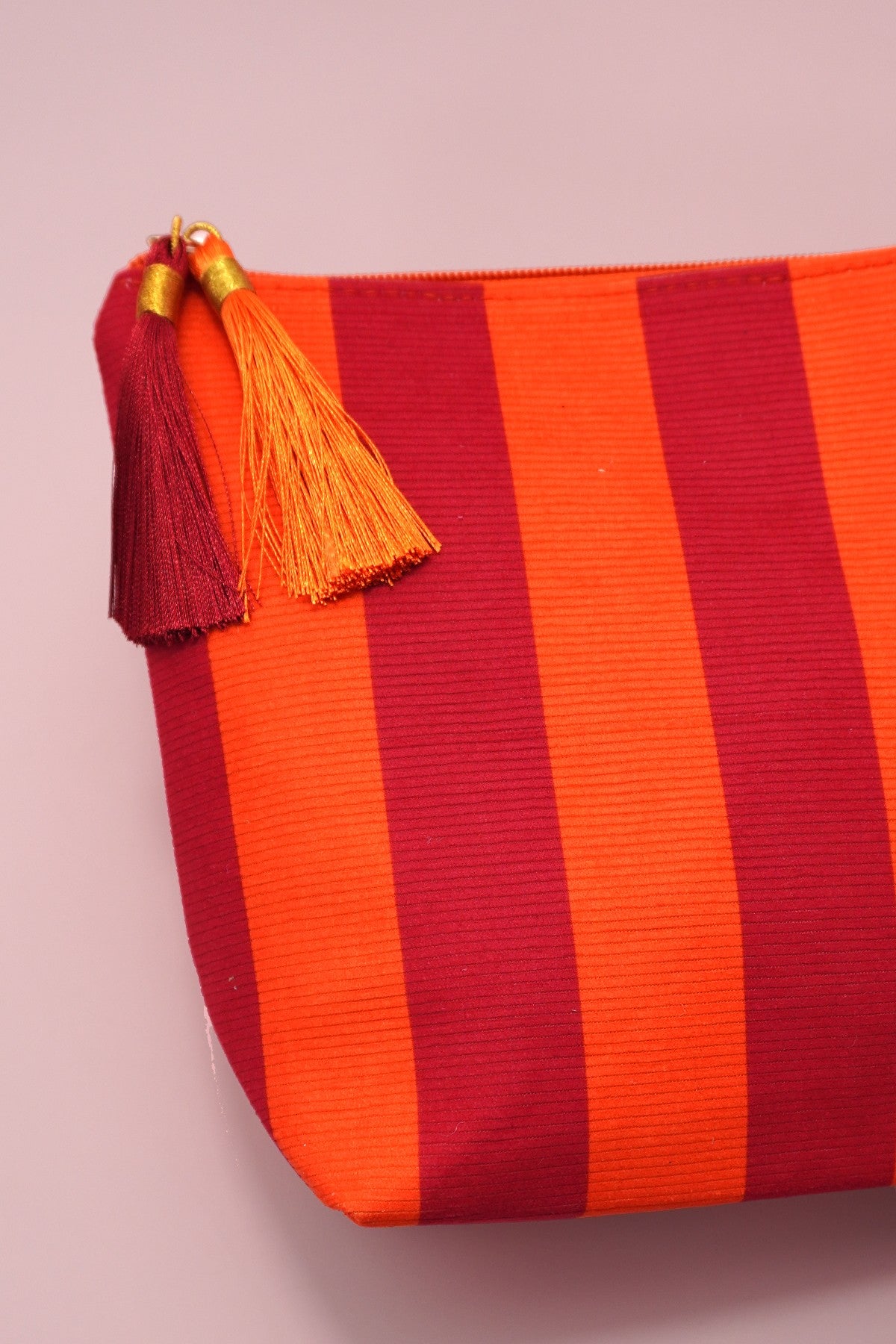 JOSSLYN Striped Tassel Makeup Pouch