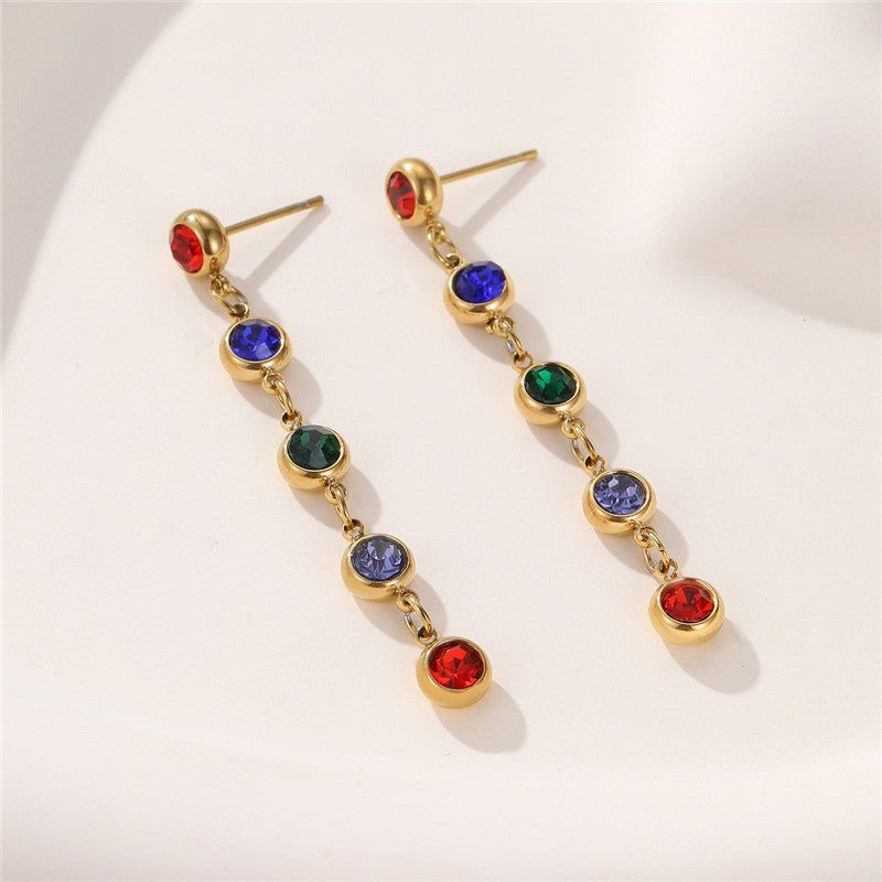 JOSSLYN 18k Stainless Steel Rainbow Gem Earrings