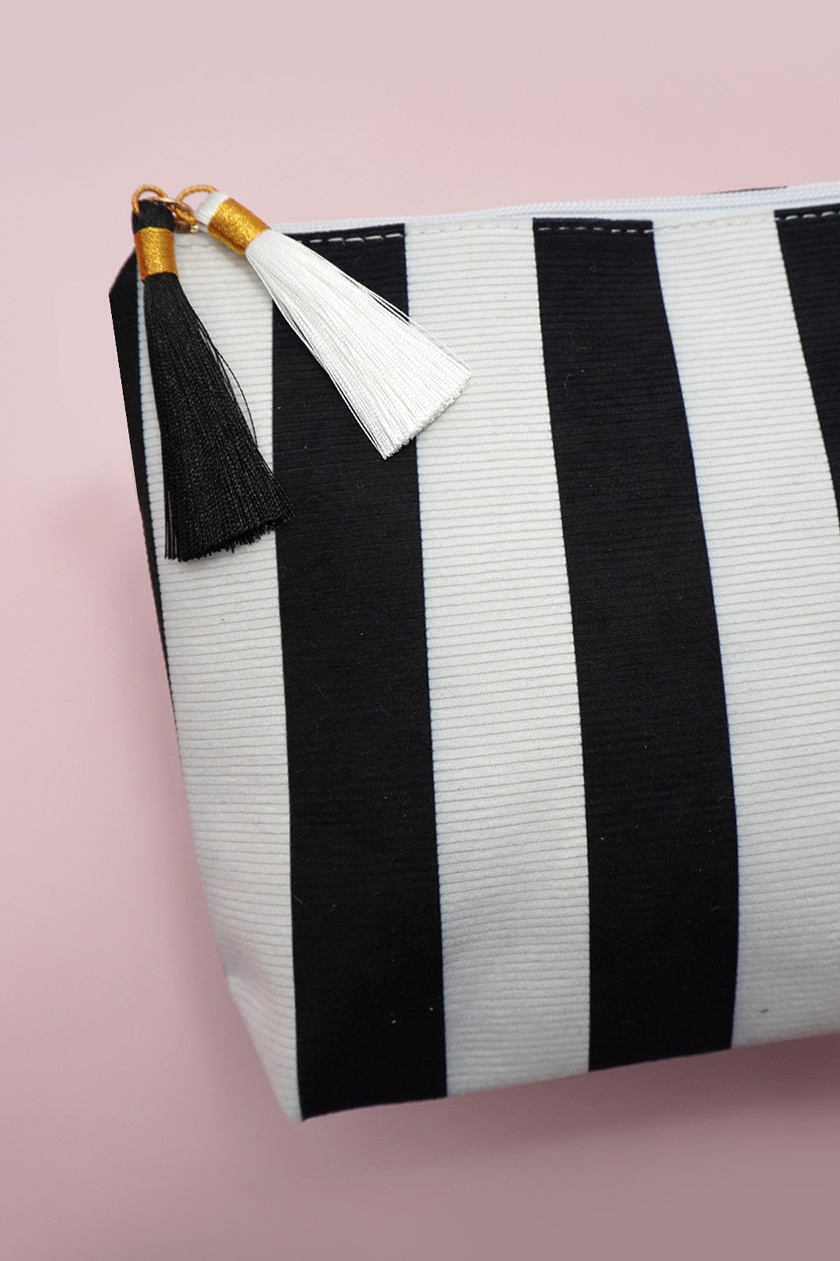 JOSSLYN Striped Tassel Makeup Pouch