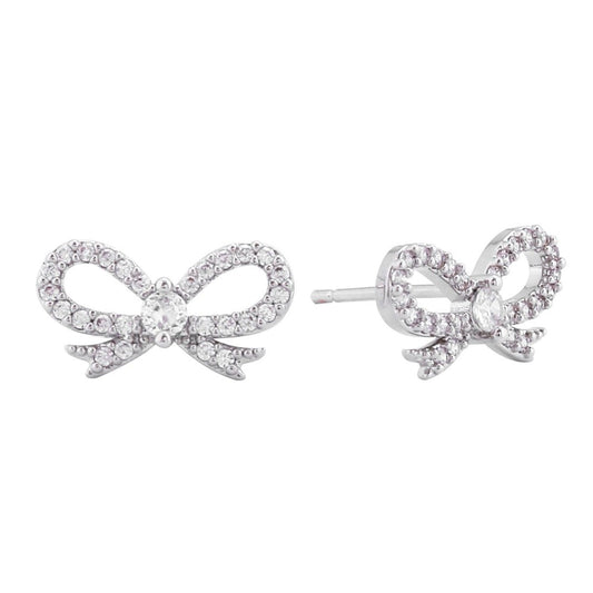 JUDSON Gold Dipped CZ Studded Bow Earrings