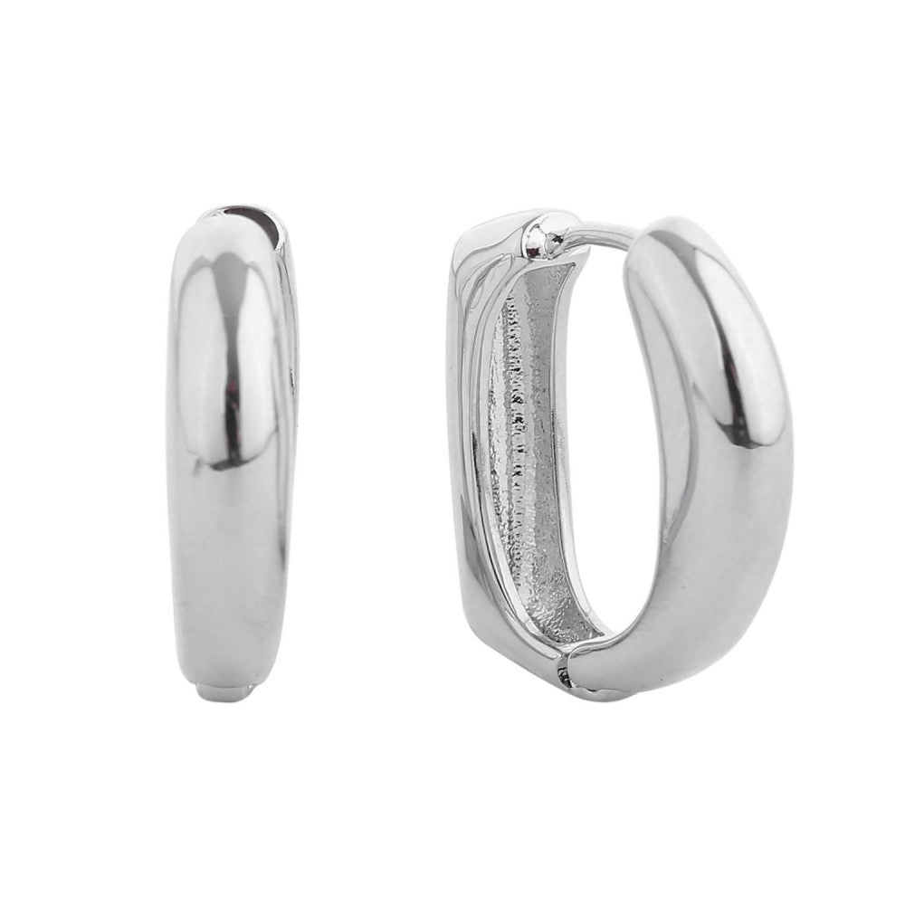 JUDSON Gold Dipped Hinged D Hoop Earrings in Silver