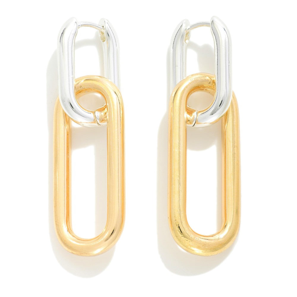 Judson Linked Metal Oval Hinged Earrings