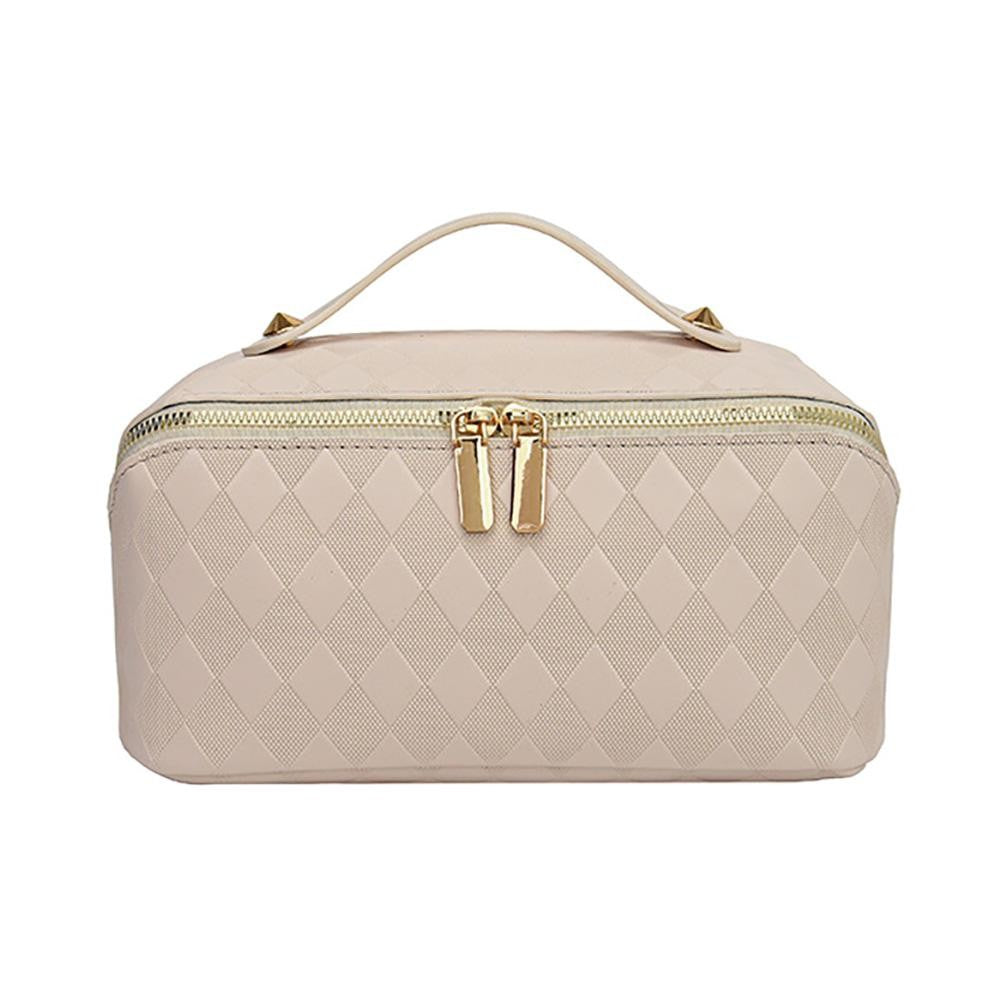 JUDSON Vegan Leather Diamond Checker Travel Makeup Bag