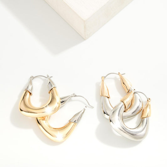 JUDSON Mixed Metal U-Shaped Earrings