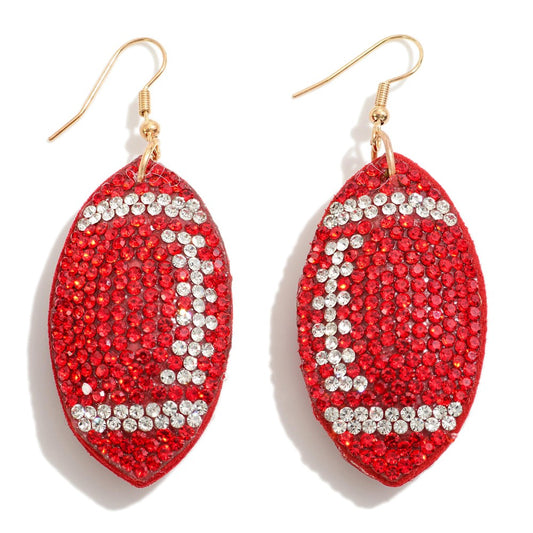 JUDSON Puffer Rhinestone Football Earrings