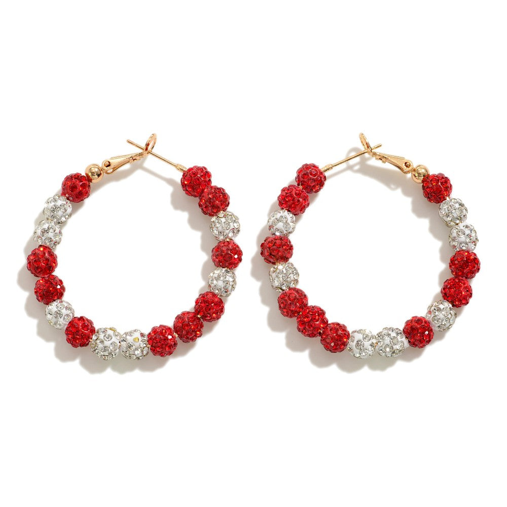 JUDSON Rhinestone Beaded GameDay Hoop Earrings