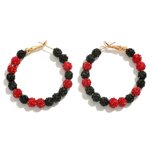 JUDSON Rhinestone Beaded GameDay Hoop Earrings