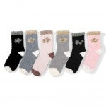 JUDSON Soft Plush Knit Tinsel Flower Socks