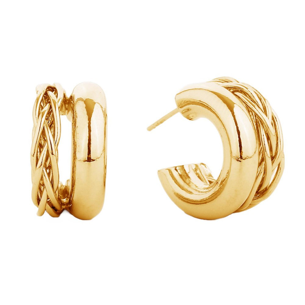 JUDSON Gold Dipped Double Hoop Twist Earrings