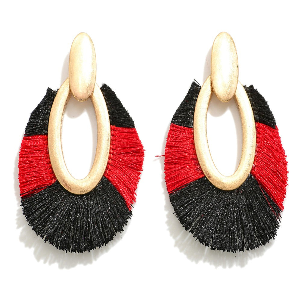 JUDSON Two Toned Game Day Drop Earrings