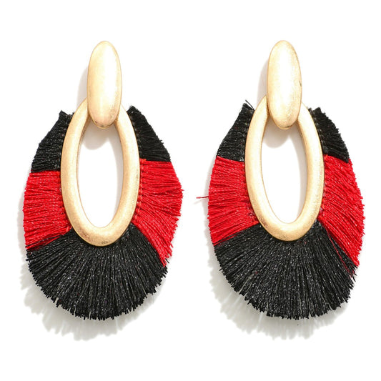 JUDSON Two Toned Game Day Drop Earrings