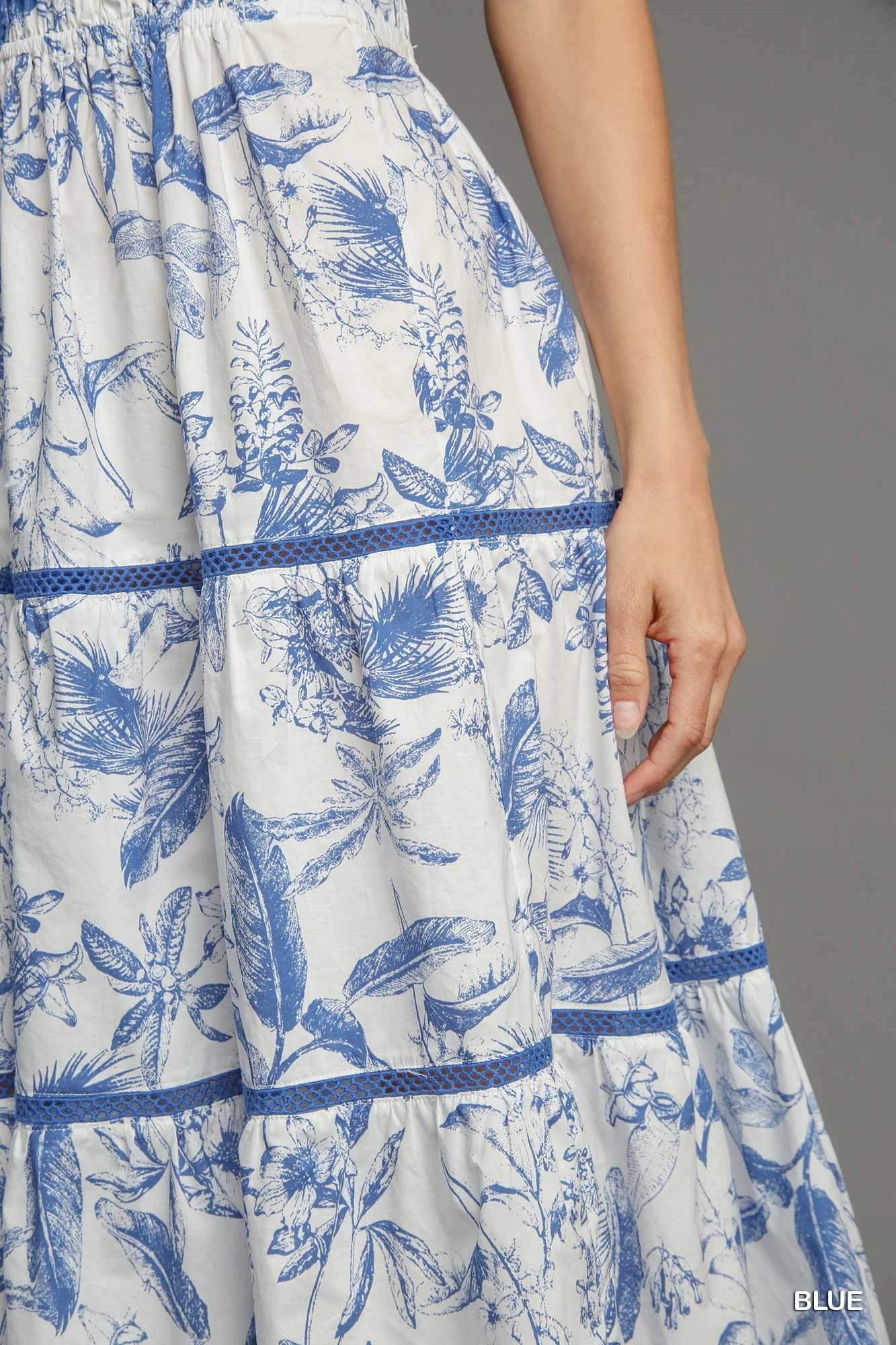 UMGEE Blue/White Sleeveless Maxi Dress