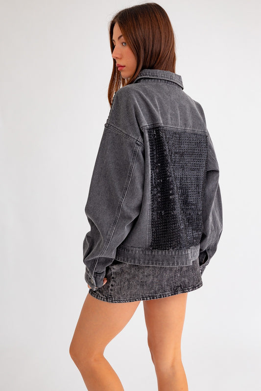 LE LIS Embellished Denim Jacket