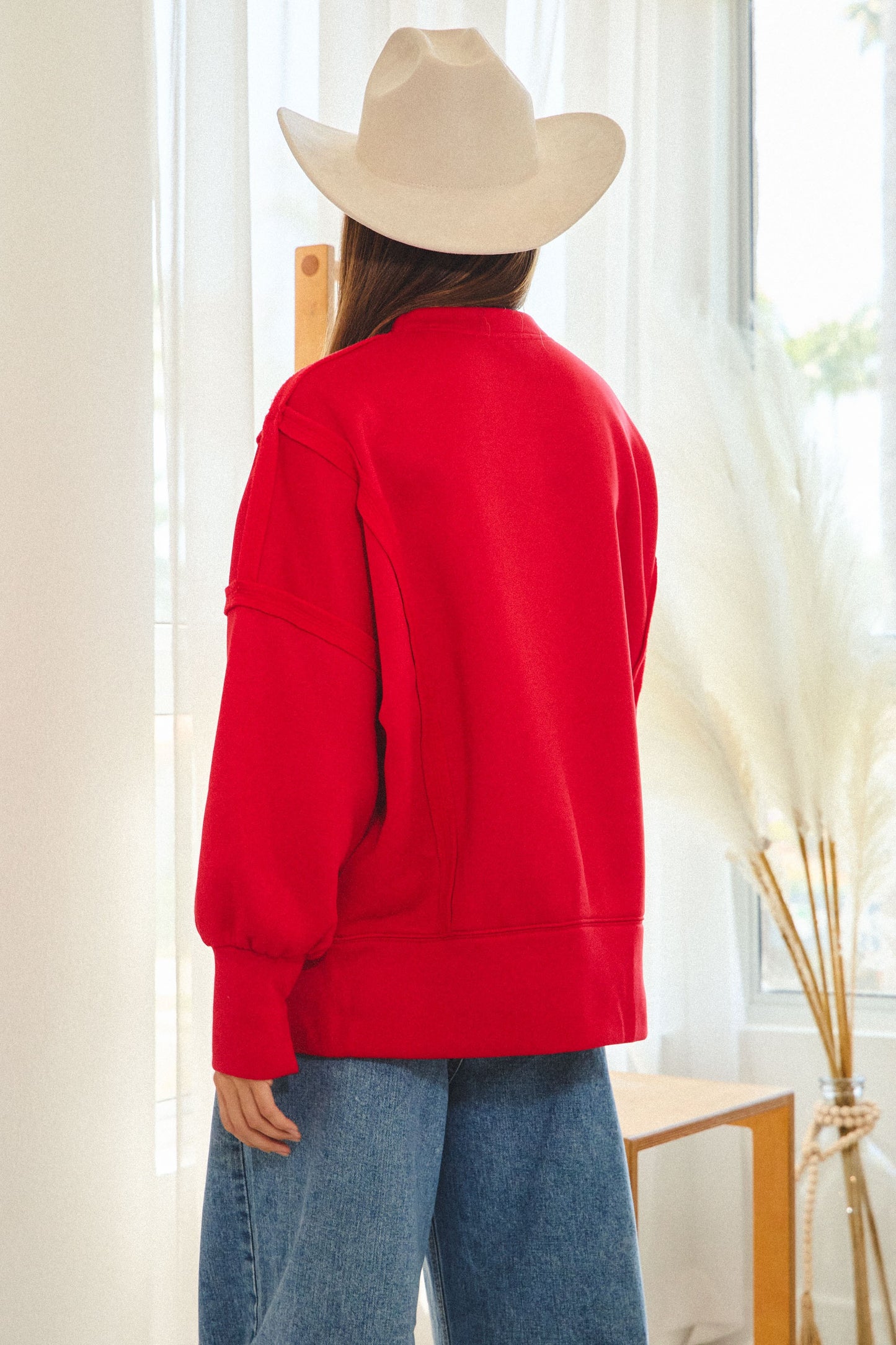 LOVLOV Merry Letter Patches French Terry Sweatshirt