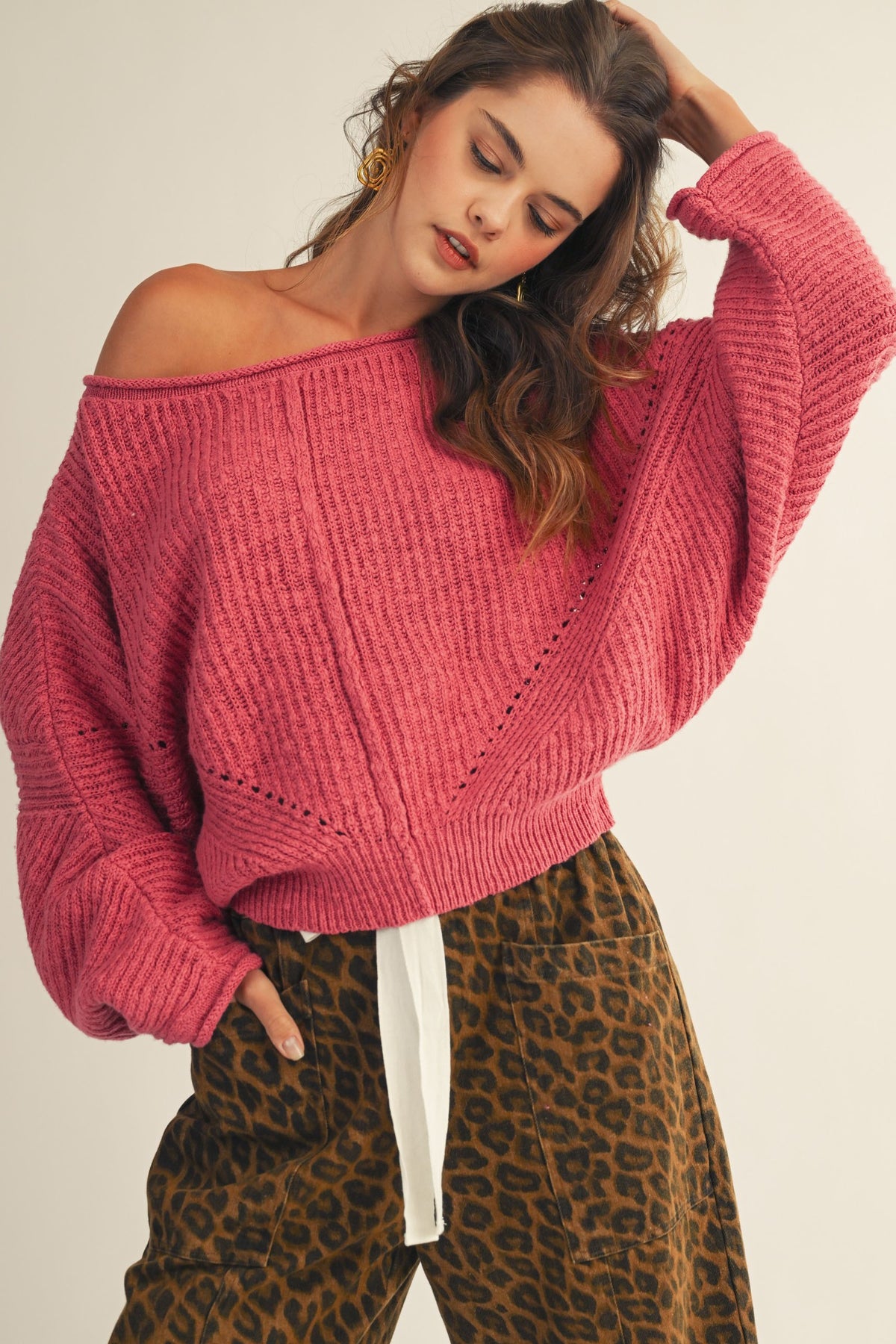 LOVLOV Raspberry Relaxed Sweater
