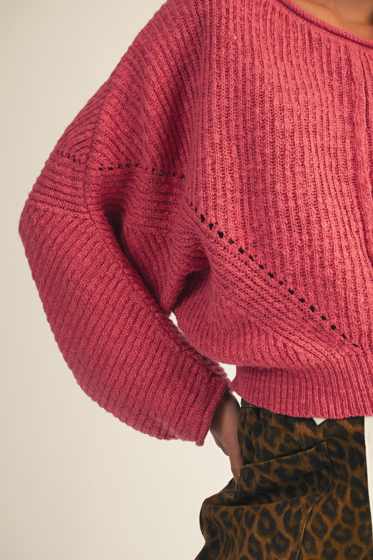 LOVLOV Raspberry Relaxed Sweater