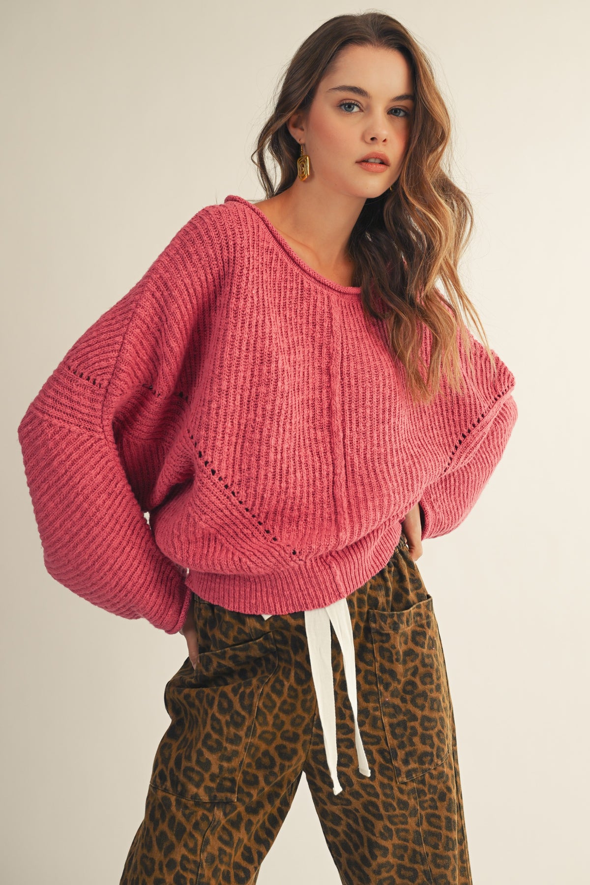 LOVLOV Raspberry Relaxed Sweater
