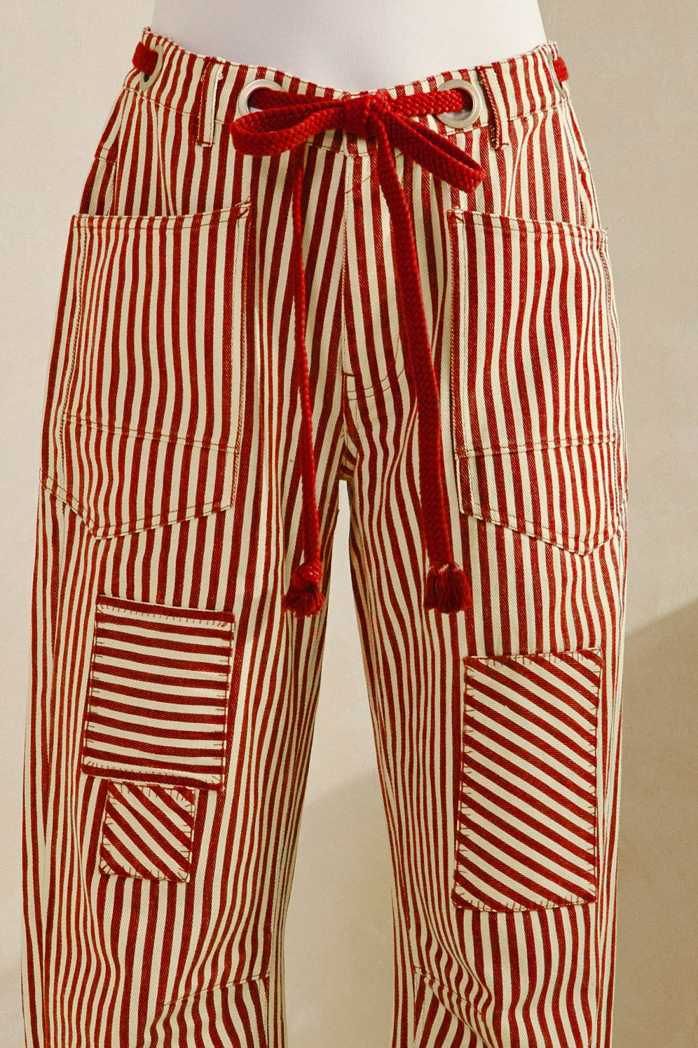 LOVLOV Vintage Stripe Rope String Pants