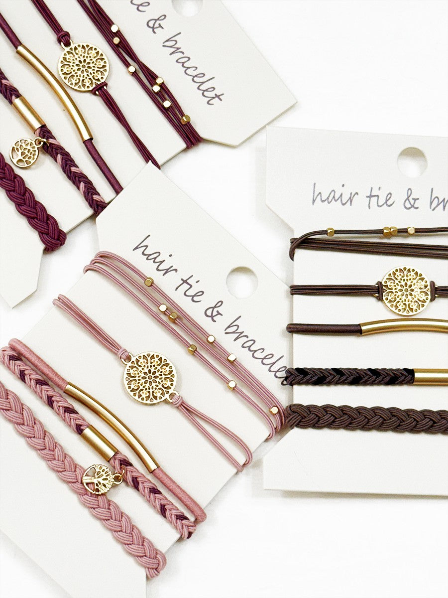 LOVE Boho Hair Tie Bracelets 5 PC