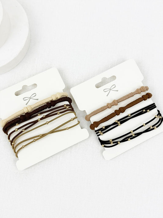 LOVE Boho Style Elastic Ponytail Hair Tie Set 4 PC