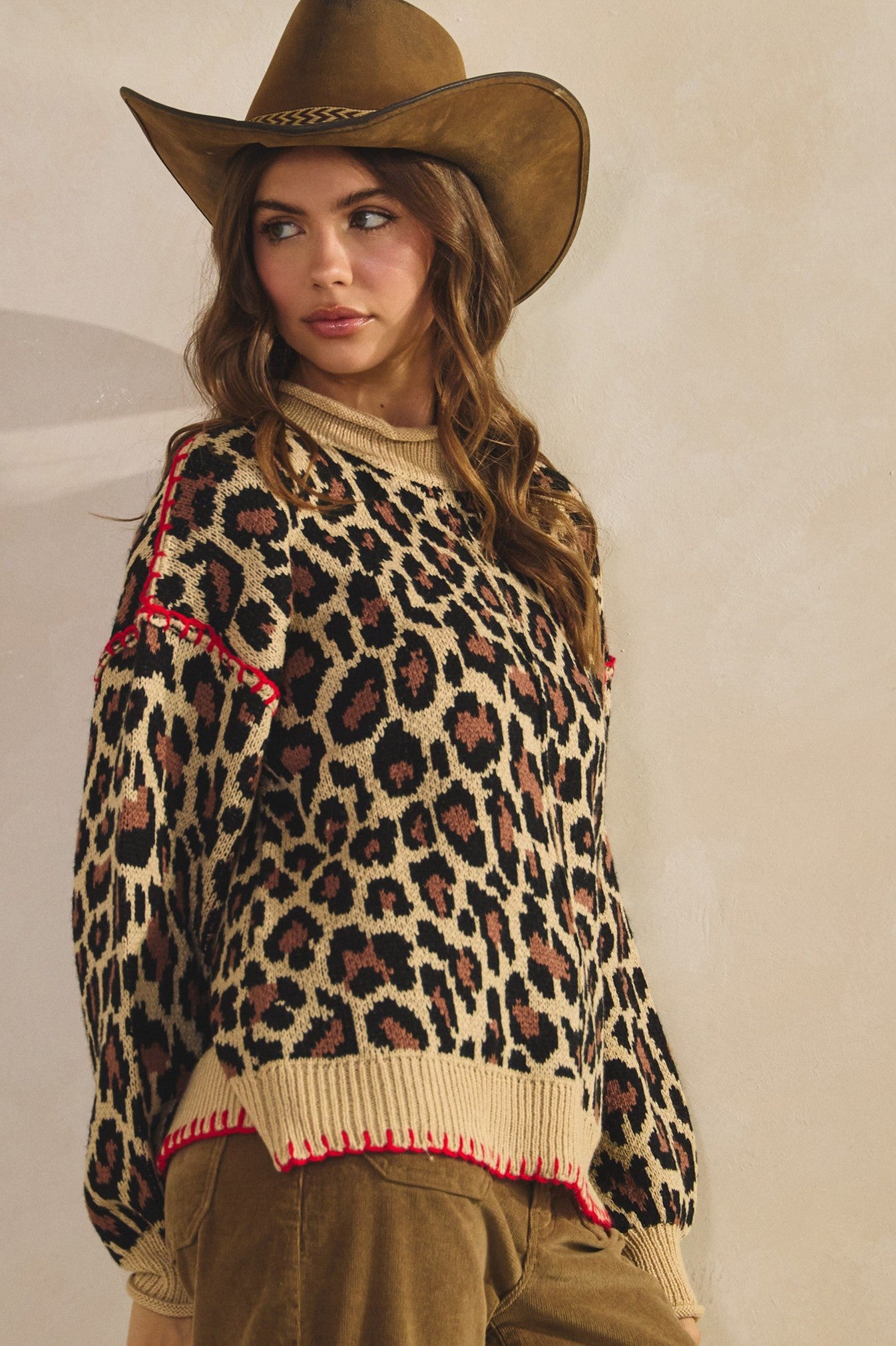 LOVLOV Leopard Relaxed Fit Sweater