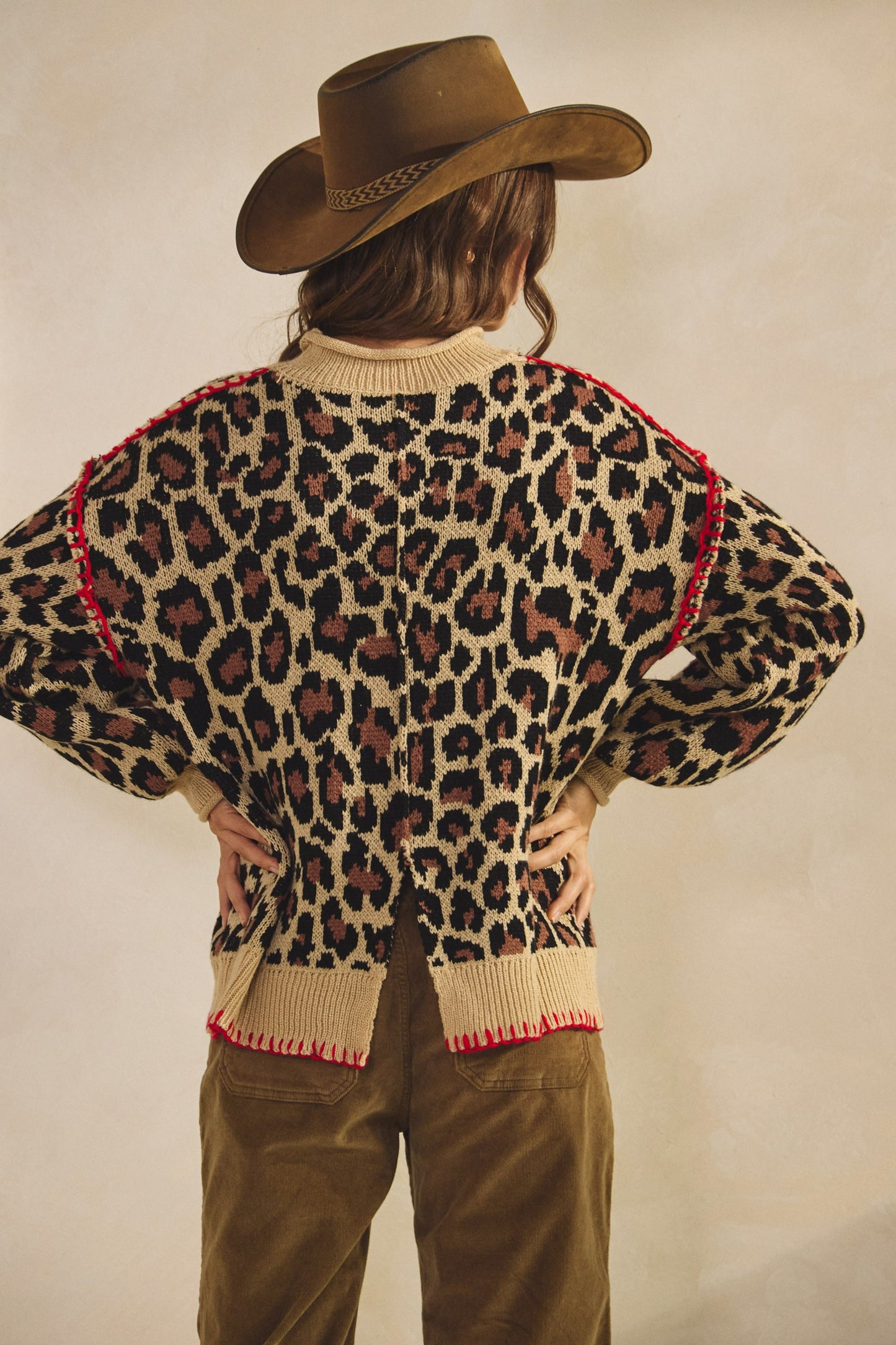 LOVLOV Leopard Relaxed Fit Sweater