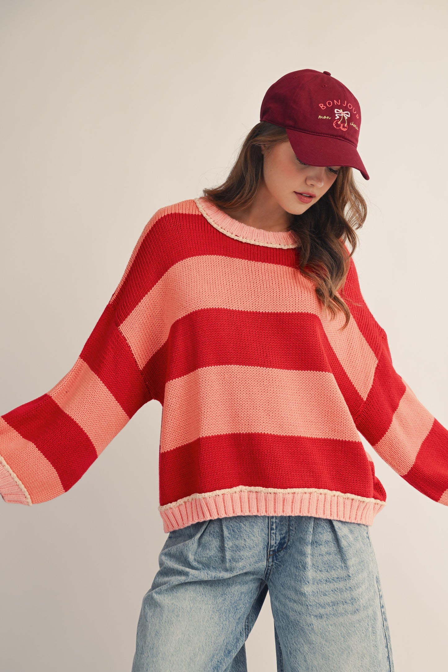 LOVLOV Ribbed Sunset Stripe Sweater