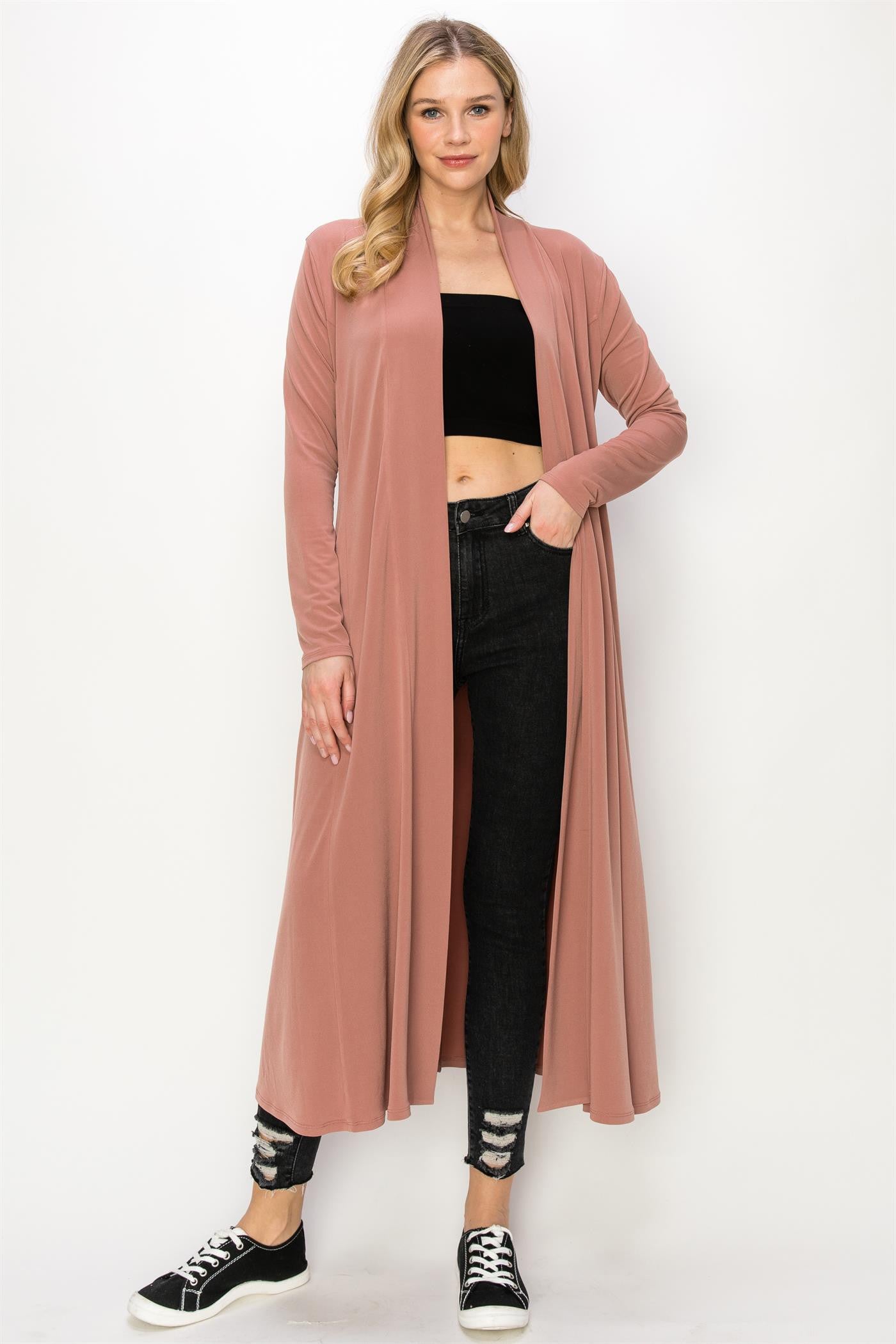 HYFVE Open Front Longline Belted Cardigan