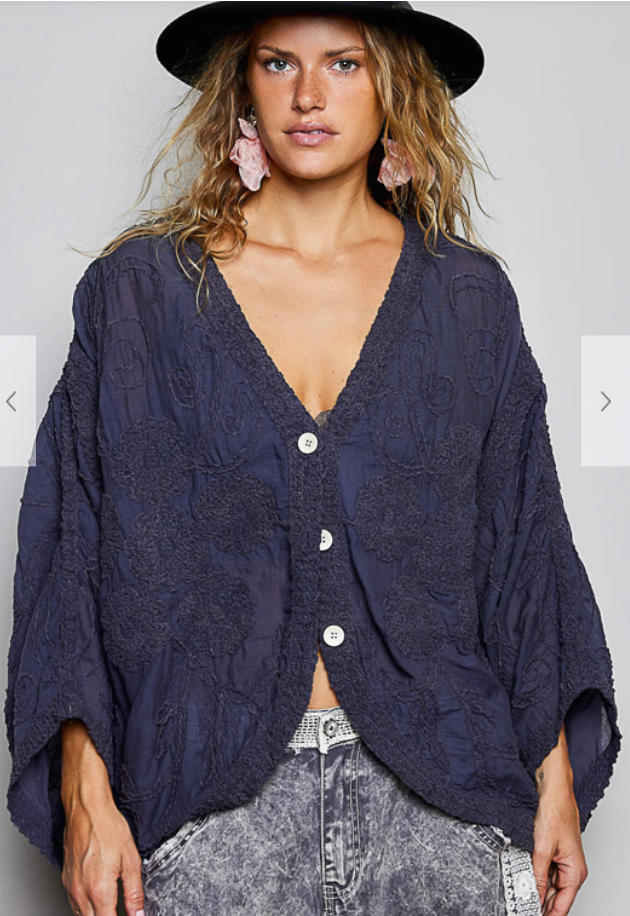 POL Sheer Crochet Cardigan