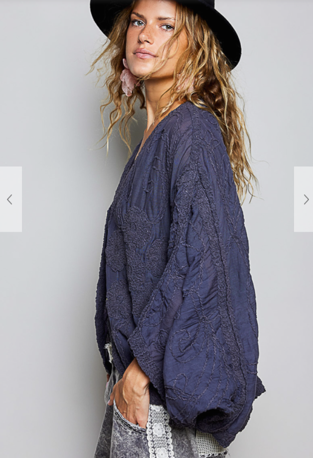 POL Sheer Crochet Cardigan