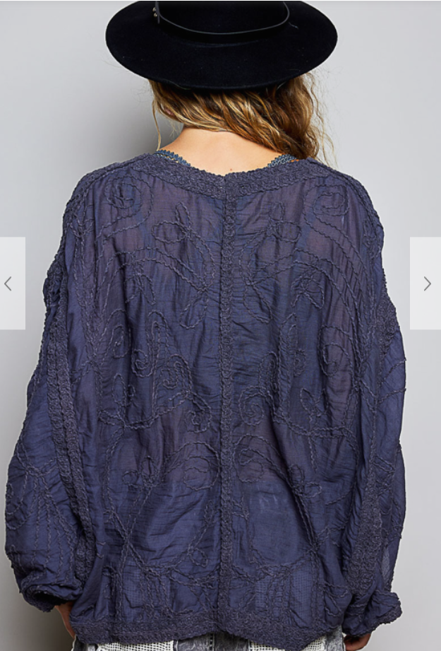 POL Sheer Crochet Cardigan
