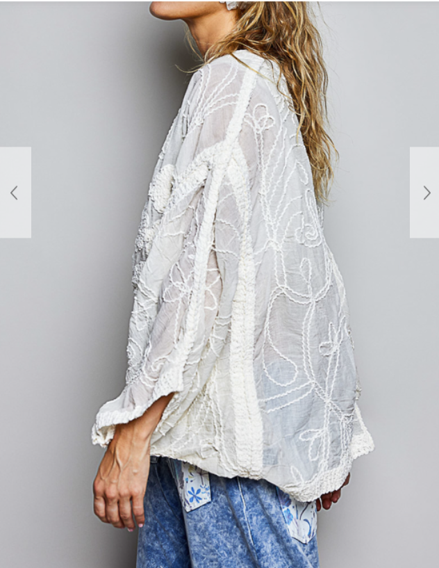 POL Sheer Crochet Cardigan